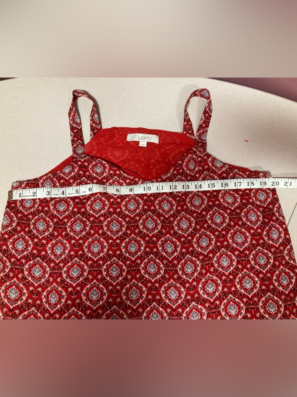 LOFT Red Patterned Top - Picture 9 of 9